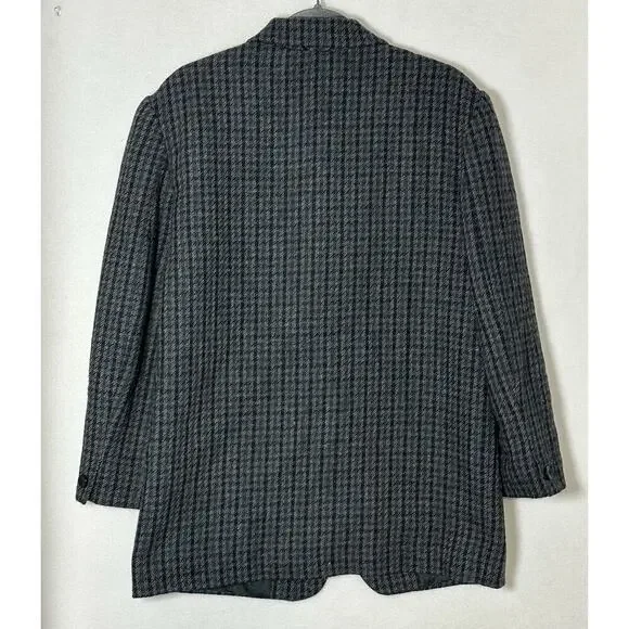 Vintage Womens Blazer Tweed Pure Wool Houndstooth SZ 11/12 - Picture 6 of 6